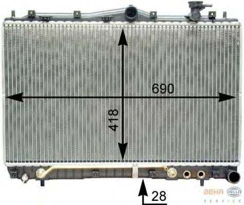Радиатор, охлаждение двигателя HELLA 8MK 376 762-221
