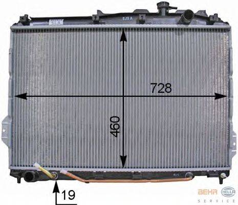 Радиатор, охлаждение двигателя HELLA 8MK 376 763-721