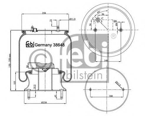 Кожух пневматической рессоры FEBI BILSTEIN 38648