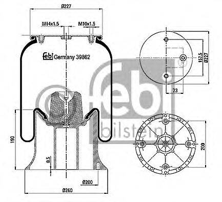 Кожух пневматической рессоры FEBI BILSTEIN 39862