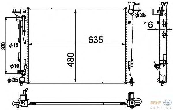 Радиатор, охлаждение двигателя BEHR HELLA SERVICE 8MK 376 790-431