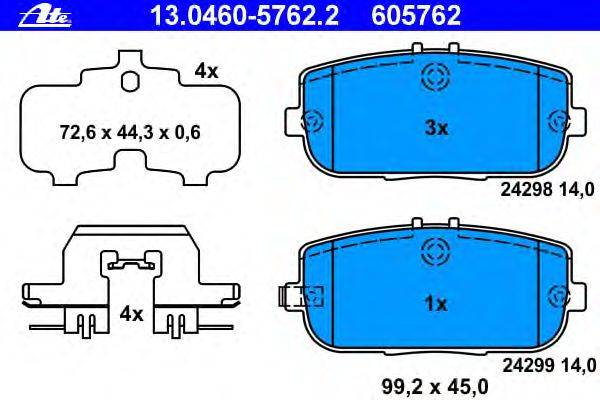 Комплект тормозных колодок, дисковый тормоз ATE 13.0460-5762.2