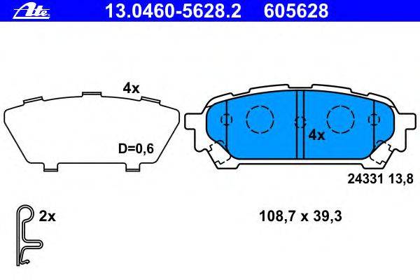 Комплект тормозных колодок, дисковый тормоз ATE 13.0460-5628.2