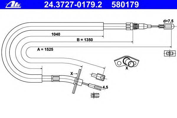 Трос, стояночная тормозная система ATE 24.3727-0179.2