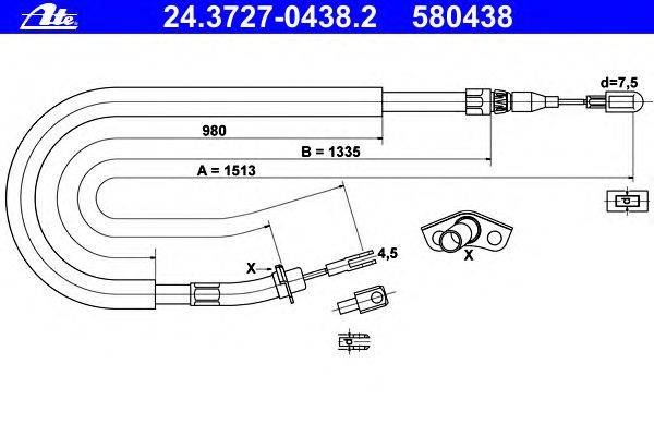 Трос, стояночная тормозная система ATE 24.3727-0438.2
