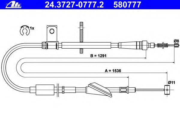 Трос, стояночная тормозная система ATE 24.3727-0777.2