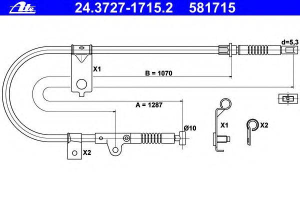 Трос, стояночная тормозная система ATE 24.3727-1715.2