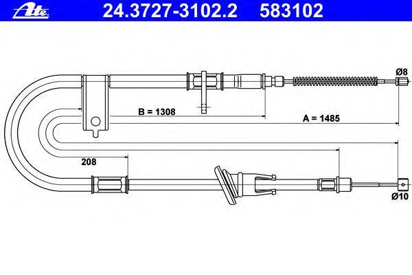 Трос, стояночная тормозная система ATE 24.3727-3102.2