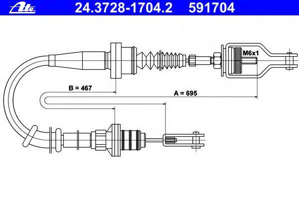 Трос, управление сцеплением ATE 24.3728-1704.2