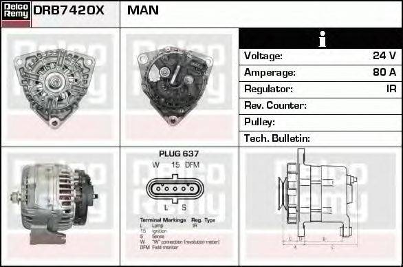Генератор DELCO REMY DRB7420X