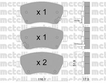 Комплект тормозных колодок, дисковый тормоз METELLI 22-0485-2