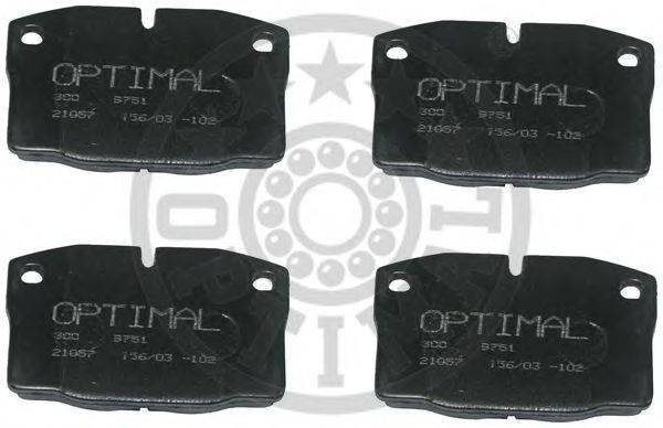 Комплект тормозных колодок, дисковый тормоз OPTIMAL 9751