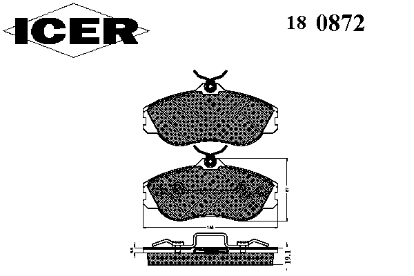 Комплект тормозных колодок, дисковый тормоз ICER 180872