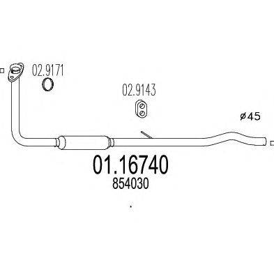 Труба выхлопного газа MTS 01.16740
