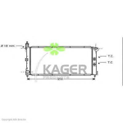 Радиатор, охлаждение двигателя KAGER 313068