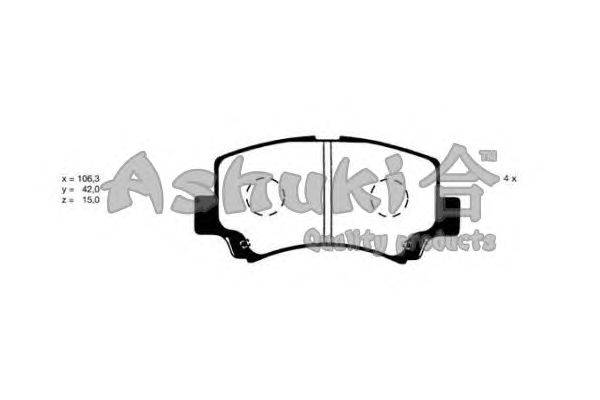 Комплект тормозных колодок, дисковый тормоз ASHUKI K012-18J