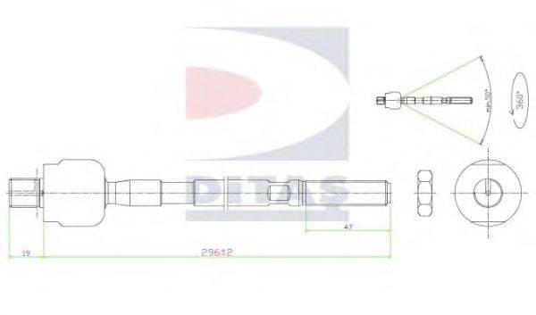 Осевой шарнир, рулевая тяга DITAS A2-5549