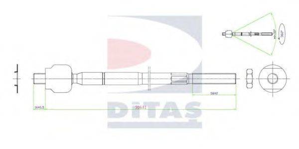 Осевой шарнир, рулевая тяга DITAS A25608