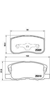 Комплект тормозных колодок, дисковый тормоз BREMBO P 54 046