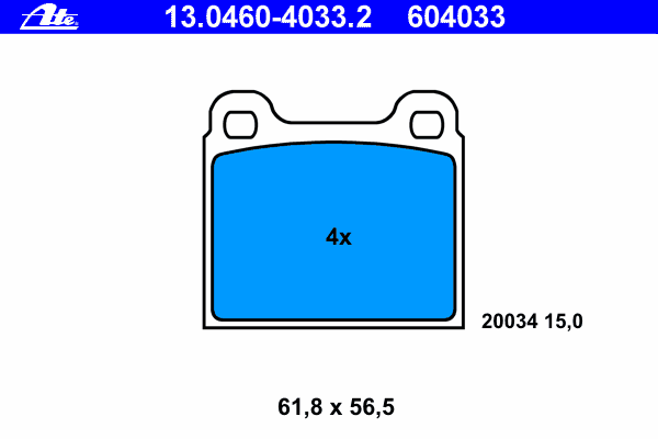 ATE (НОМЕР: 13.0460-4033.2) Комплект тормозных колодок, дисковый тормоз