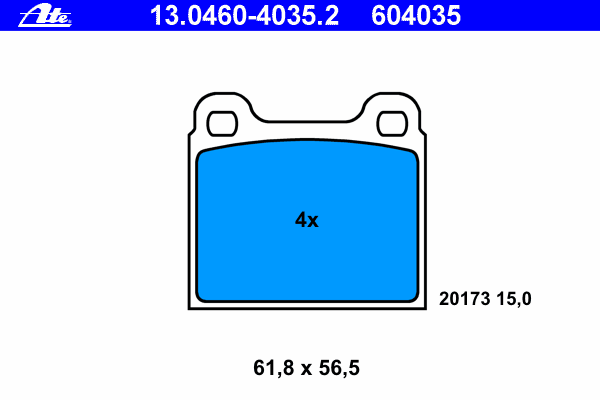 Комплект тормозных колодок, дисковый тормоз ATE 13046040352