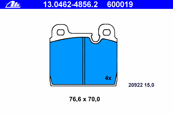 Комплект тормозных колодок, дисковый тормоз ATE 20922
