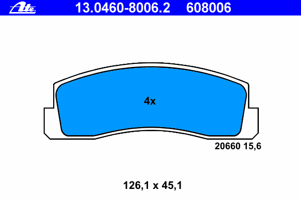 Комплект тормозных колодок, дисковый тормоз ATE 13.0460-8006.2