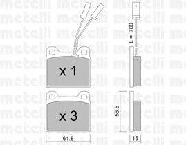 Комплект тормозных колодок, дисковый тормоз METELLI 22-0003-1