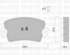 Комплект тормозных колодок, дисковый тормоз METELLI 22-0186-0