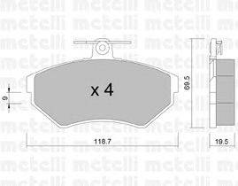 Комплект тормозных колодок, дисковый тормоз METELLI 22-0215-0