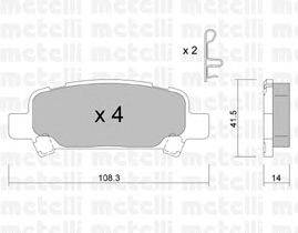 Комплект тормозных колодок, дисковый тормоз METELLI 2204140