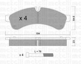 Комплект тормозных колодок, дисковый тормоз METELLI 22-0851-0