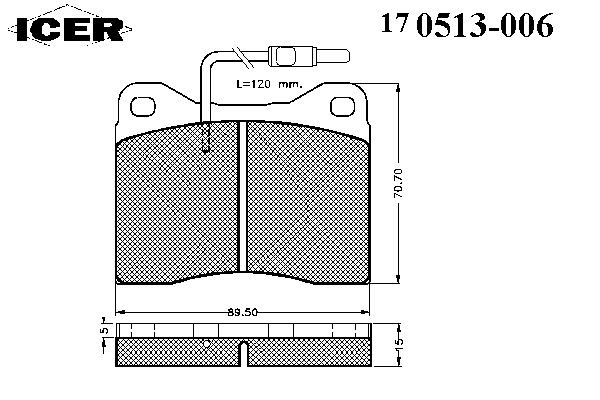 Комплект тормозных колодок, дисковый тормоз ICER 170513-006