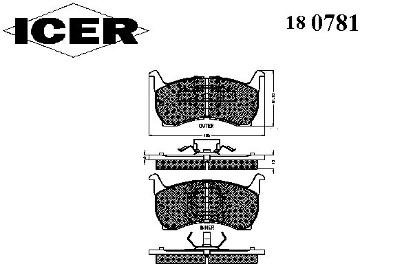 Комплект тормозных колодок, дисковый тормоз ICER 180781