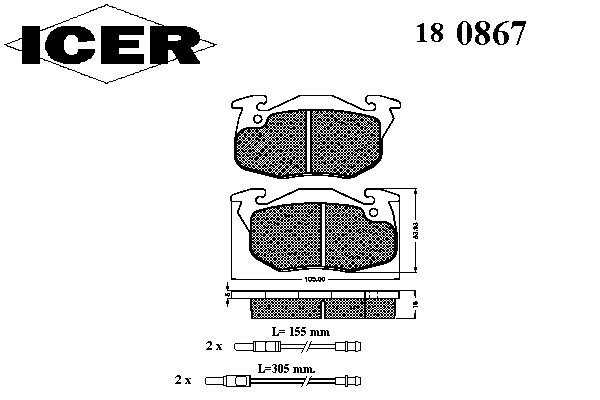 Комплект тормозных колодок, дисковый тормоз ICER 21417