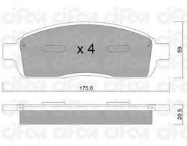 Комплект тормозных колодок, дисковый тормоз CIFAM 822-859-0