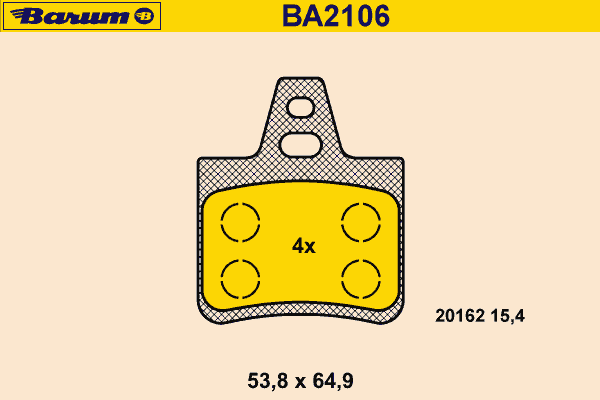 Комплект тормозных колодок, дисковый тормоз BARUM BA2106