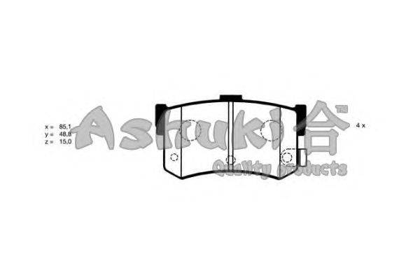 Комплект тормозных колодок, дисковый тормоз ASHUKI 10832050