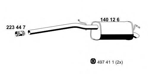 Глушитель выхлопных газов конечный ERNST 140126