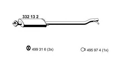 Средний глушитель выхлопных газов ERNST 332132