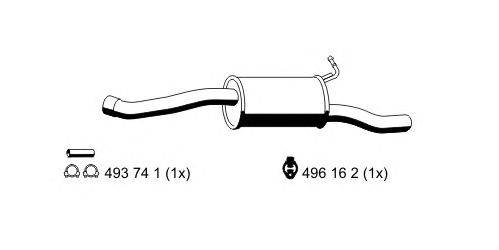 Глушитель выхлопных газов конечный ERNST 331128
