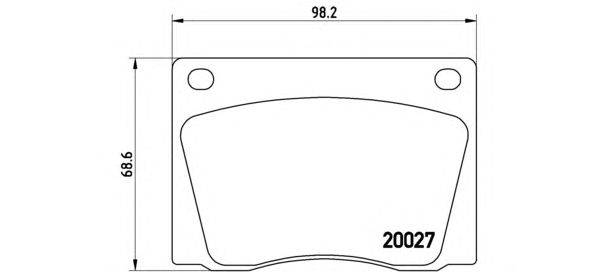 Комплект тормозных колодок, дисковый тормоз BREMBO 20027