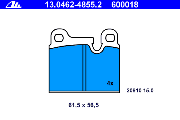Комплект тормозных колодок, дисковый тормоз ATE 13.0462-4855.2