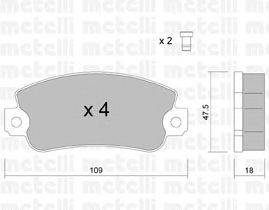 Комплект тормозных колодок, дисковый тормоз METELLI 22-0033-1