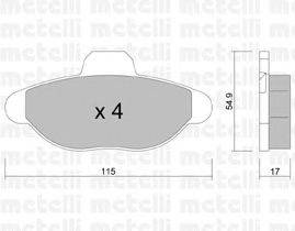 Комплект тормозных колодок, дисковый тормоз METELLI 2201370