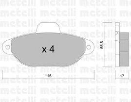 Комплект тормозных колодок, дисковый тормоз METELLI 2201591