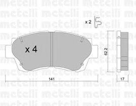 Комплект тормозных колодок, дисковый тормоз METELLI 22-0167-0