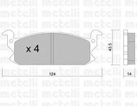 Комплект тормозных колодок, дисковый тормоз METELLI 22-0380-0