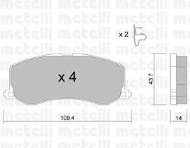 Комплект тормозных колодок, дисковый тормоз METELLI 22-0417-0
