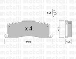 Комплект тормозных колодок, дисковый тормоз METELLI 22-0426-0